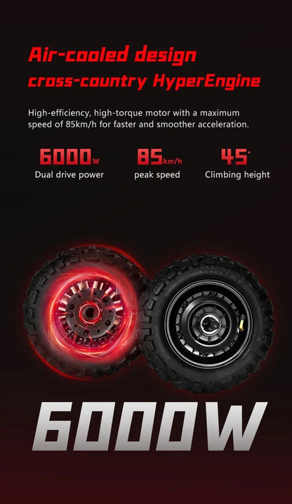 BOYUEDA S5 Electric Scooter 6000W Dual Motor 60V38Ah NFC Activation Scooters Electric 11" Off-Road Tire Bluetooth Connectivity.