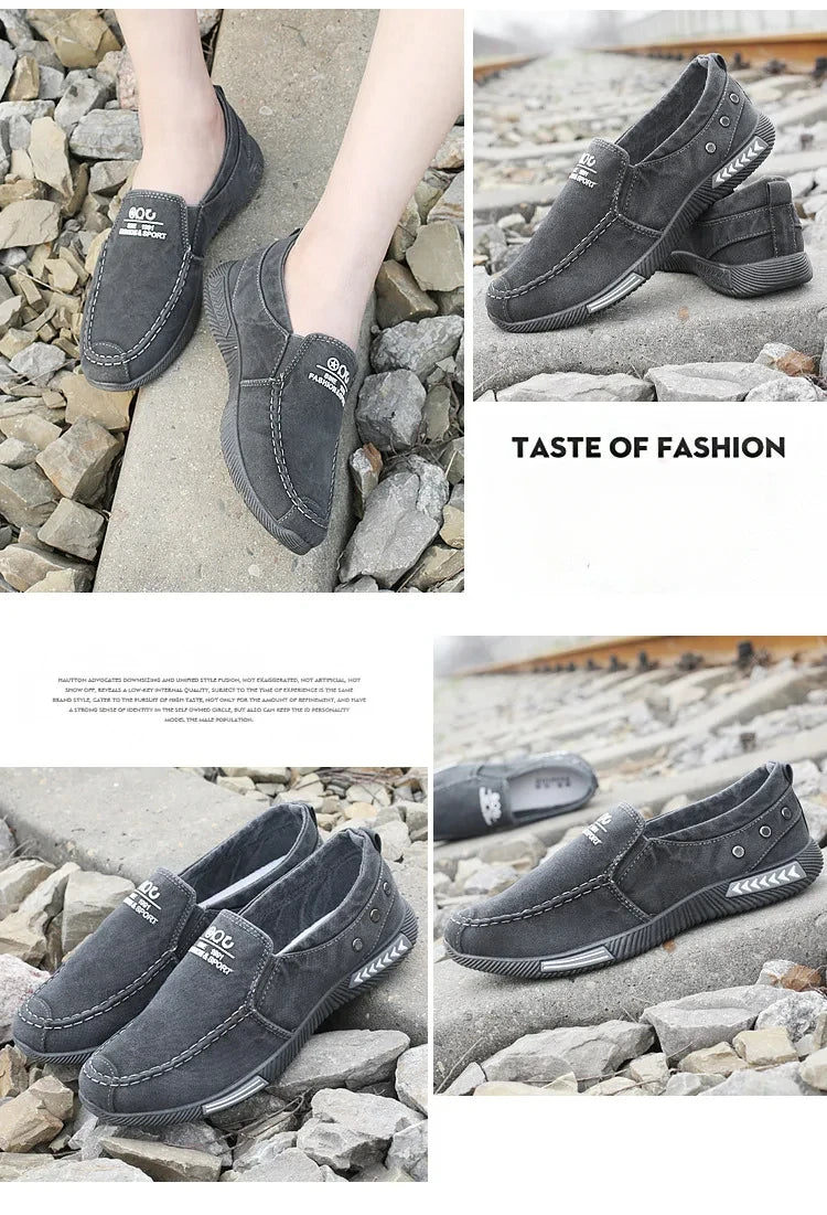 Denim Men's Canvas Shoes Slip on Sneakers Male for Summer 2025 New Outdoor Driving Moccasin Trendy Vintage Loafers Shoes for Men.
