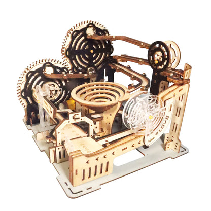 Electric 3D Wooden Puzzles Marble Run Model Kits  Brain Teaser Puzzle DIY handmade Christmas gift(Without battery).
