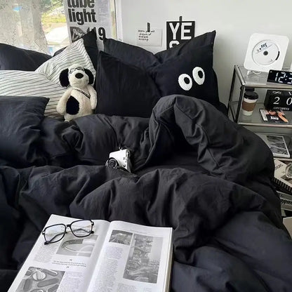 Solid Grey Matcha Color Bedding Set Adults Kids Twin Full Queen Size Bed Flat Sheet Duvet Cover Set Pillowcases Simple Bed Linen.