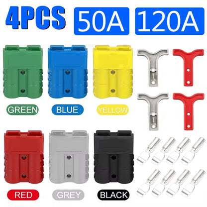 4Pcs Anderson Plug 50A/120A Power 2 Pin Battery Connector Charging Plug  Anderson Connector.
