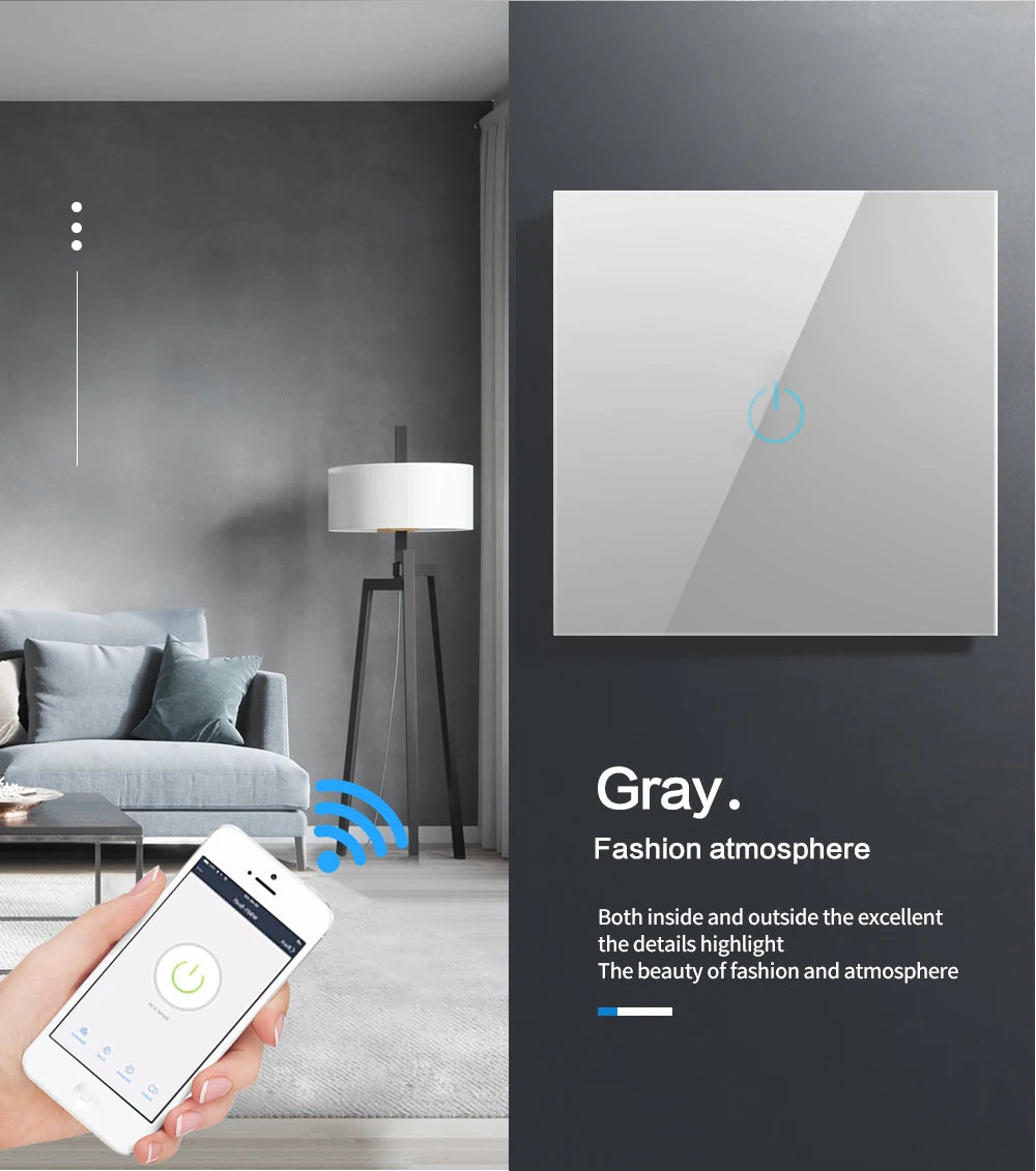 BONDA Smart Switch Alexa RF433 Keine neutrale Tuya-Steuerung funktioniert mit Google 1/2/3 Gang Smart Life Home Light WiFi Touch Switches 86