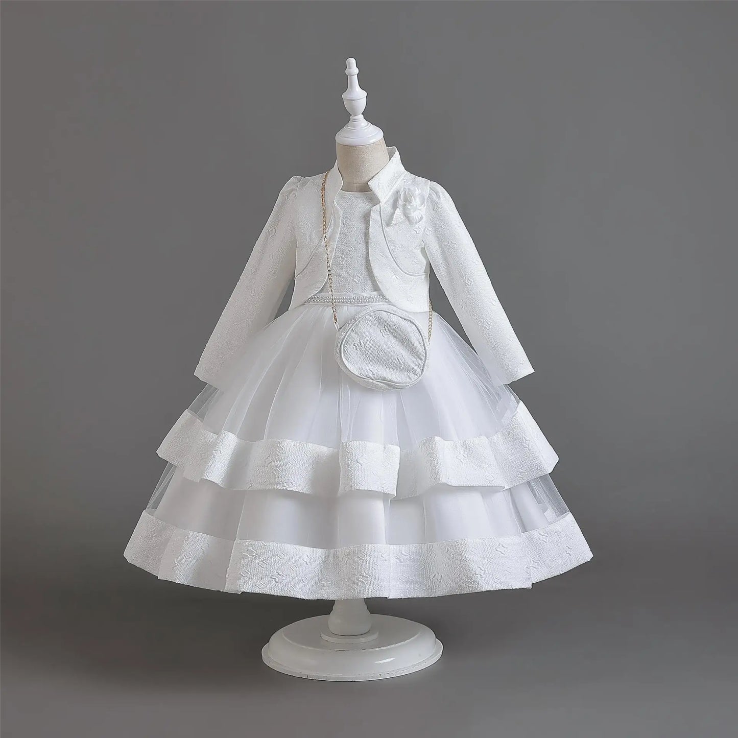 Neues Herbst/Winter Langarm-Partykleid, elegantes Mädchen-Stickerei, Weihnachts-Performance-Kleid, Geschenktüte für Kinder im Alter von 3–11 Jahren