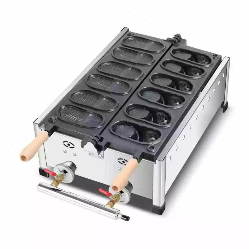 Commercial Slipper Shape Waffle Maker Machine 4 or 6 Holes Non-stick Waffle Iron Kitchen Snack Equipment.