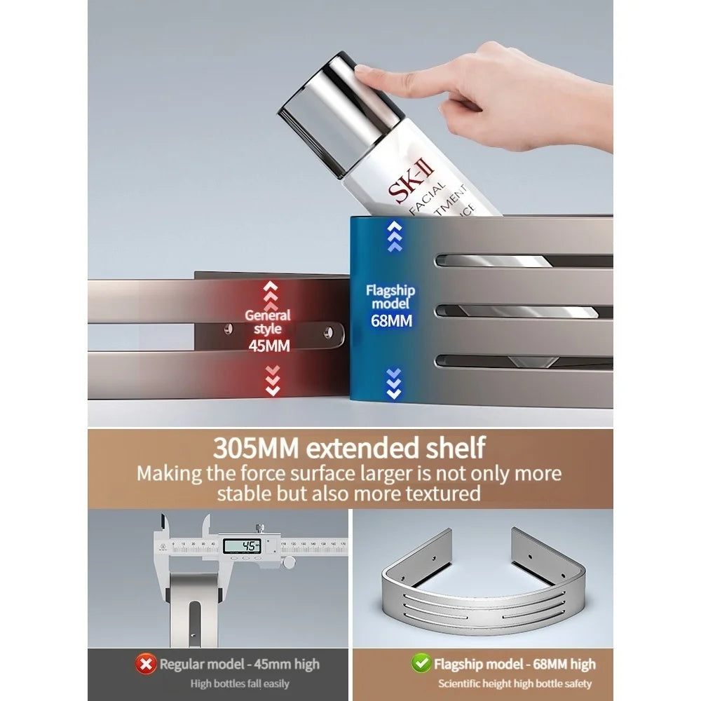 Kein Bohren Aluminium Badezimmer Regal Regale Shampoo Make-up Lagerung Halter Küche Organizer Wand Badezimmer Zubehör