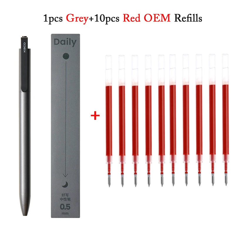 KACO Gelschreiber, Press-Signaturstift, Schreibwaren, Metall-Stiftclip, 0,5 mm, schwarze Tinte, schnell trocknend, großes Fassungsvermögen, 800 m, glattes Schreiben