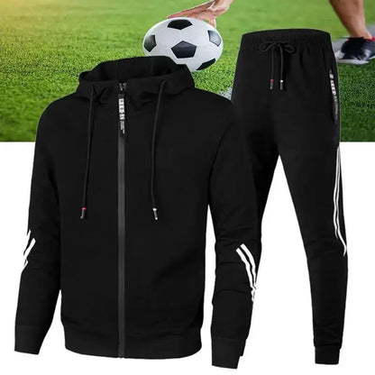 Herren Winter Trainings anzug Set einfarbige Hoodies und Kordel zug Jogging hose Loose Fit Freizeit Sportswear Anzug.