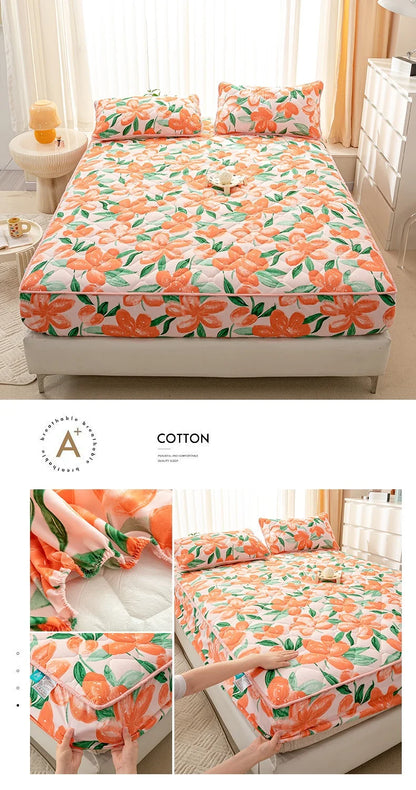 Waterproof Mattress Cover Cartoon Style Bed Covers Quilted Fitted Sheet постельное белье Thickened Bedspread(No Pillowcase).