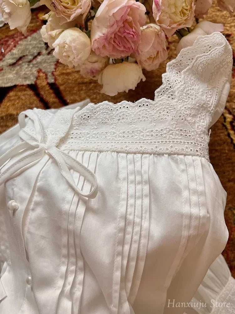 Sweet Spring Autumn Pure Cotton Women's Long Sleeve Pajama Set Loose Female Sleepwear Suits Royal Pyjama Home Wear Plus Size