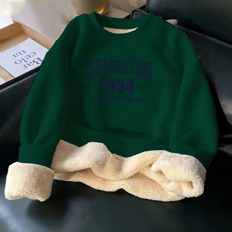 Women Hoodies Sweatshirt Letter Printing Lamb Velvet Thickened Street Warm Pullover Loose Crewneck Brown Hoodies Woman Clothing.