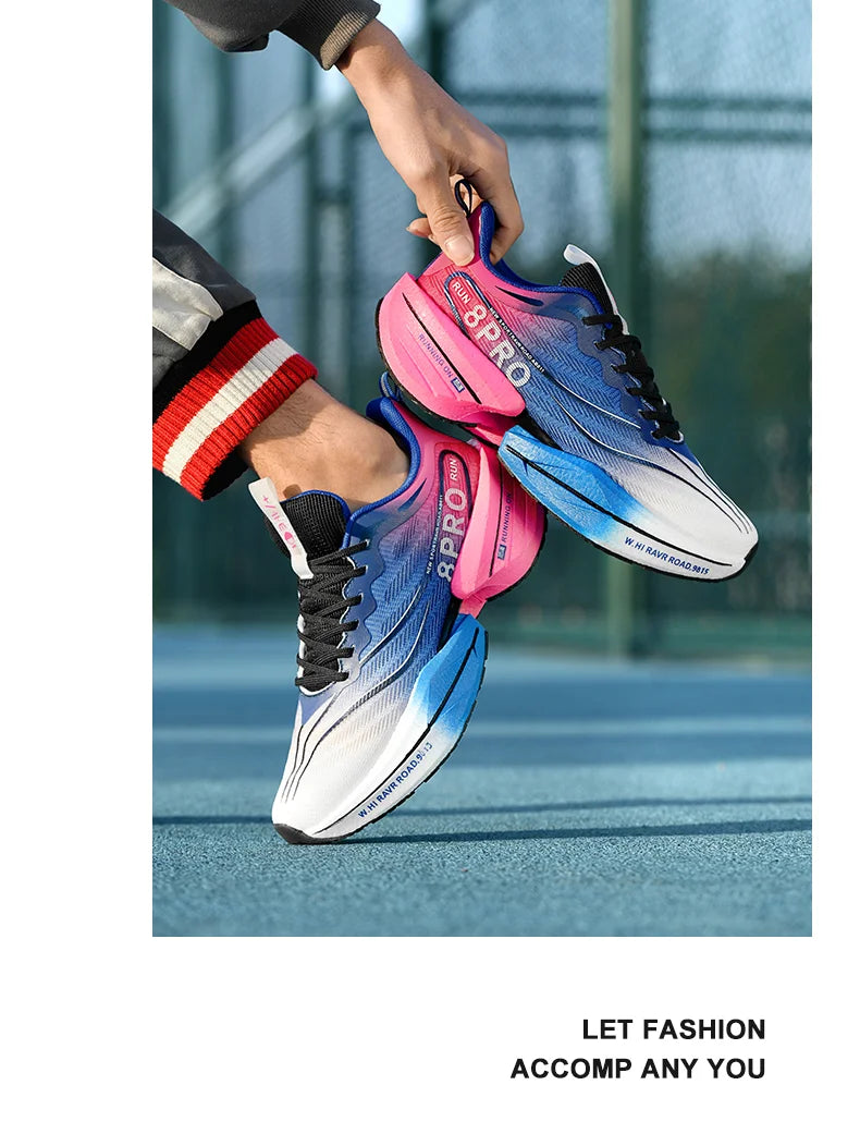 Men's Running Shoes Carbon Plate Racing Marathon Athletic Shoes Cushioned Comfortable Road Sneakers Teenage Training Shoes