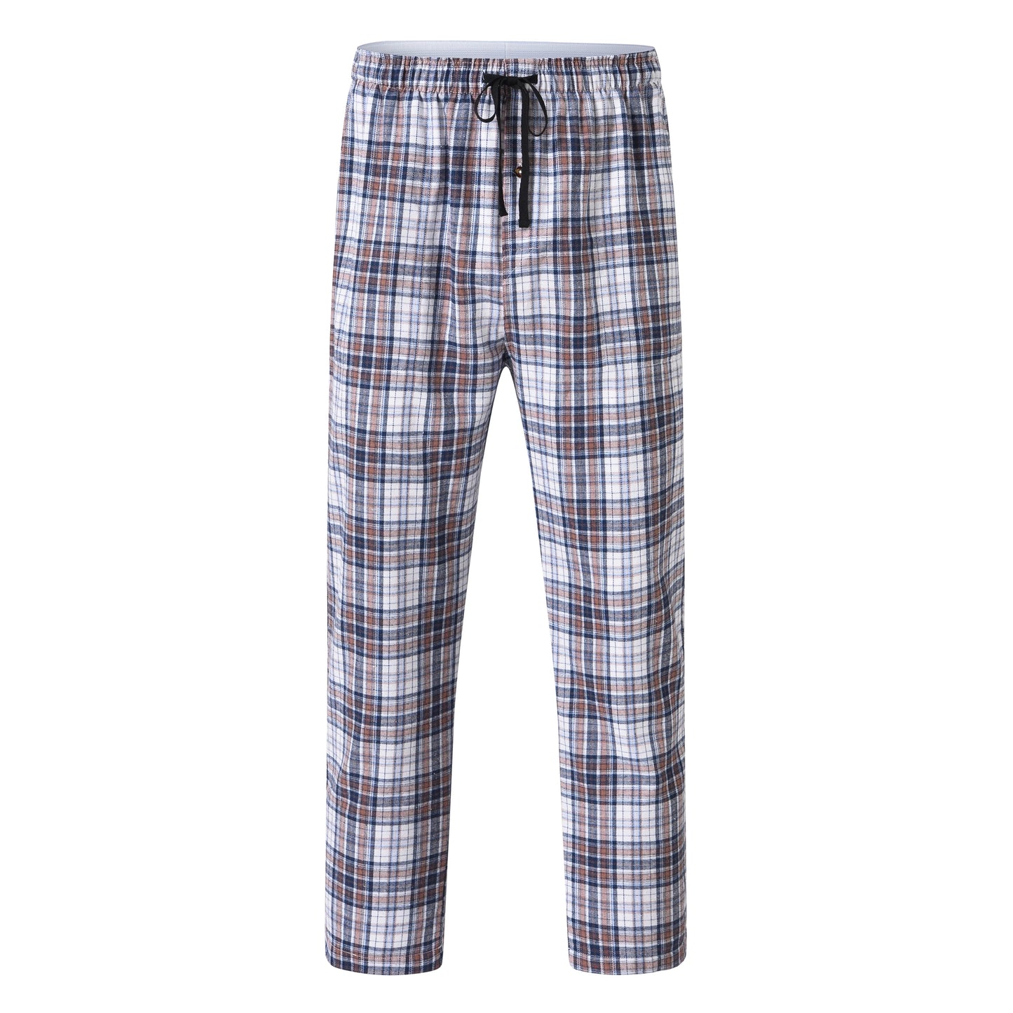 3Pcs Men's 100% Cotton Plaid Pajama Sleeping Pants, Long Plaid Print Sleepwear Pajama Pants with Elastic Waist Homewear.