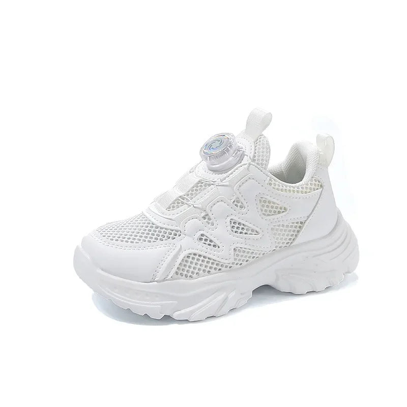 Kids Running Shoes Rotating Button Children Sports Shoes Mesh Breathable 2025 Brand New Children Sneakers Thick Comfortable.
