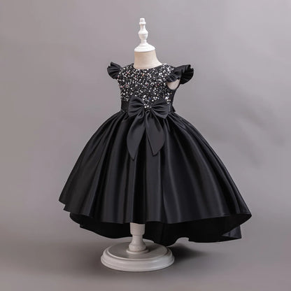 Performance Formelles Partykleid für Mädchen, Kinderkleidung, Paillettenkleider, aktive Kleider für Mädchen, Kinderkleidung, Schwarz, 3 bis 10 Jahre