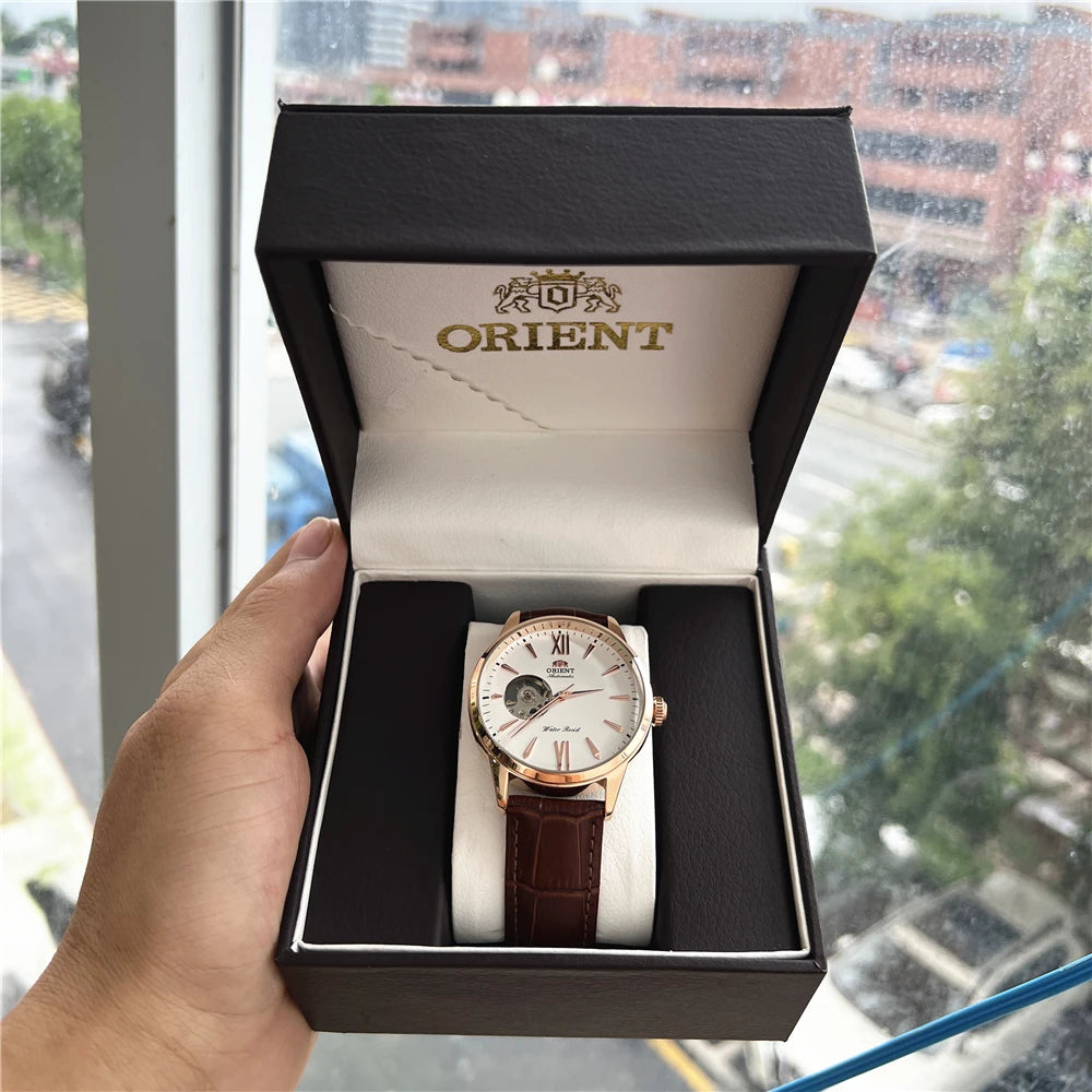 Orient Double Lion Classic Watch Series Refurbished Second Hand Automatic Mechanical Skin Watch Hollow Men's Watch RA-AG002.