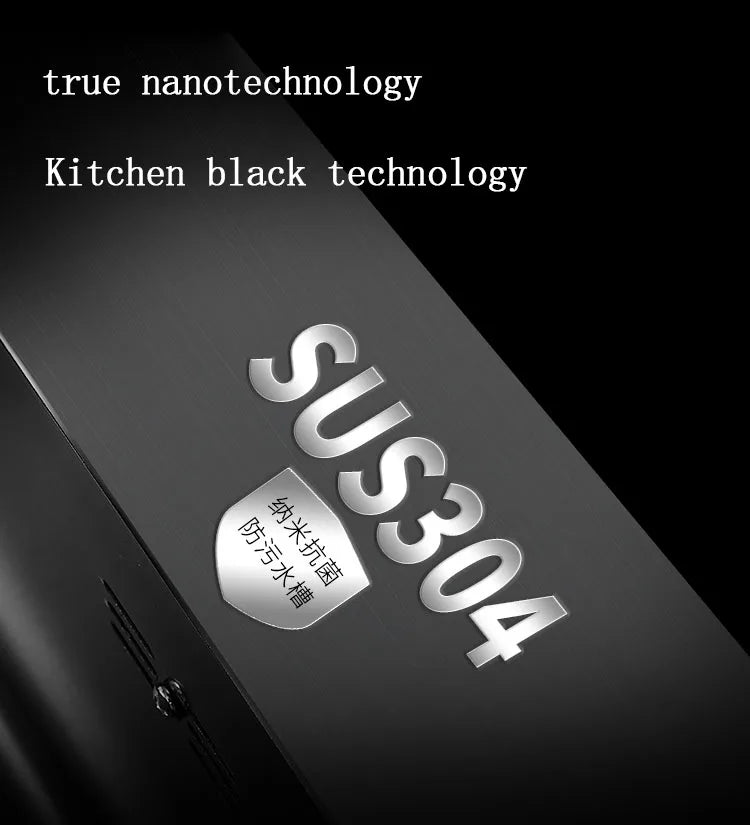 kitchen sink Black nano-sink single-slot household hand-washing basin kitchen large 304 stainless steel sink sink bowl