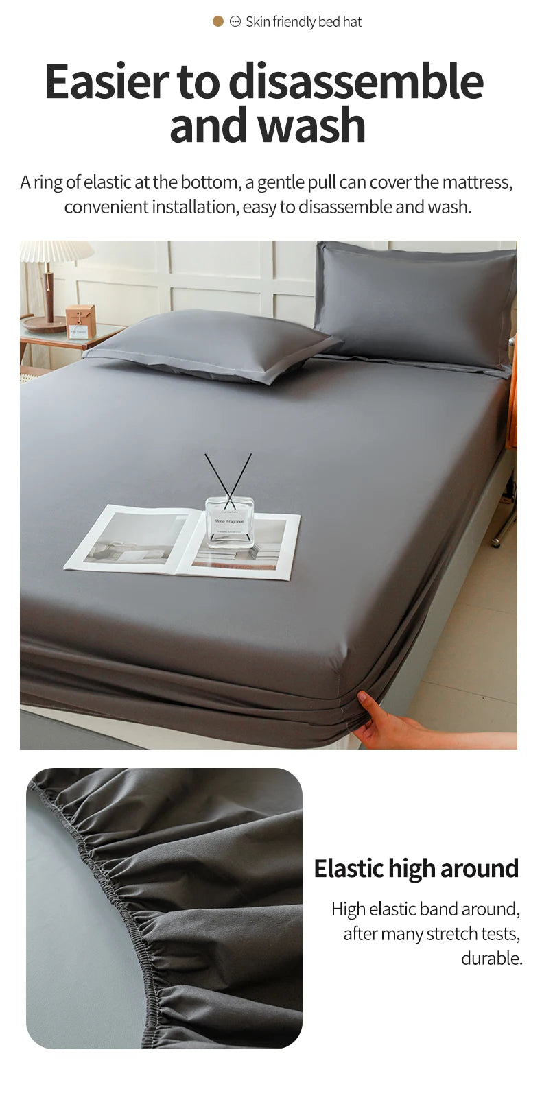 Waterproof Fitted Bed Sheet With 360 Elastic Band Mattress protector Cover Bedspreads for Single Double King Queen Size Bedsheet.