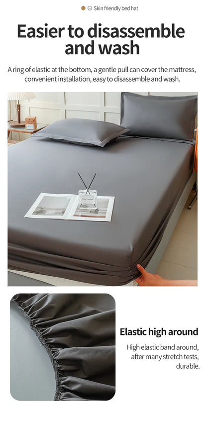 Waterproof Fitted Bed Sheet With 360 Elastic Band Mattress protector Cover Bedspreads for Single Double King Queen Size Bedsheet.