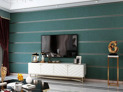 Hirschhaut Samt horizontal gestreifte Tapete Wohnzimmer Schlafzimmer gestreifte Film- und Fernsehwand 3D-Relief verdickte Tapete