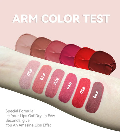 6 Colors Nude Matte Lip Gloss Waterproof Lasting Lipstick Not Fading Sexy Nude Red Pink Velvet Liquid Lipsticks Makeup Cosmetic.
