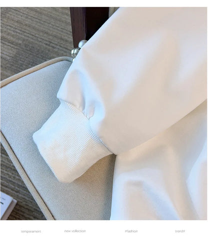 175kg plus size Damen büste Frühling Herbst lose besticktes Sweatshirt schwarz weiß groß 5xl 6xl 7xl 8xl 9xl.