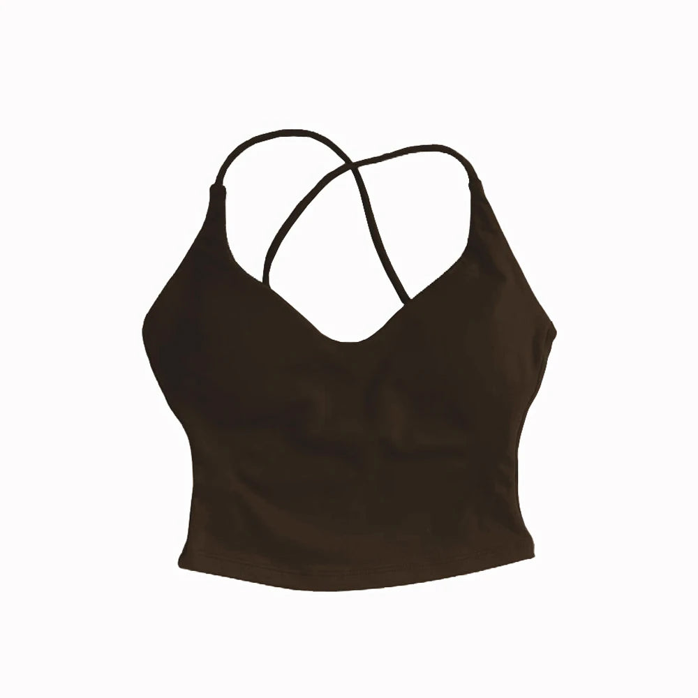 NCLAGEN Dynamic Strappy Top Gym Clothes High Support Push-up Fitness Tank Top Back Cross Workout Pilates Yoga Running sports Bra