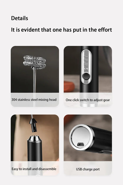XIAOMI Electric Milk Frother Mini Handheld Wireless Powerful USB Rechargeable Convenience Coffee Milk Whipping Kitchen Whisks.