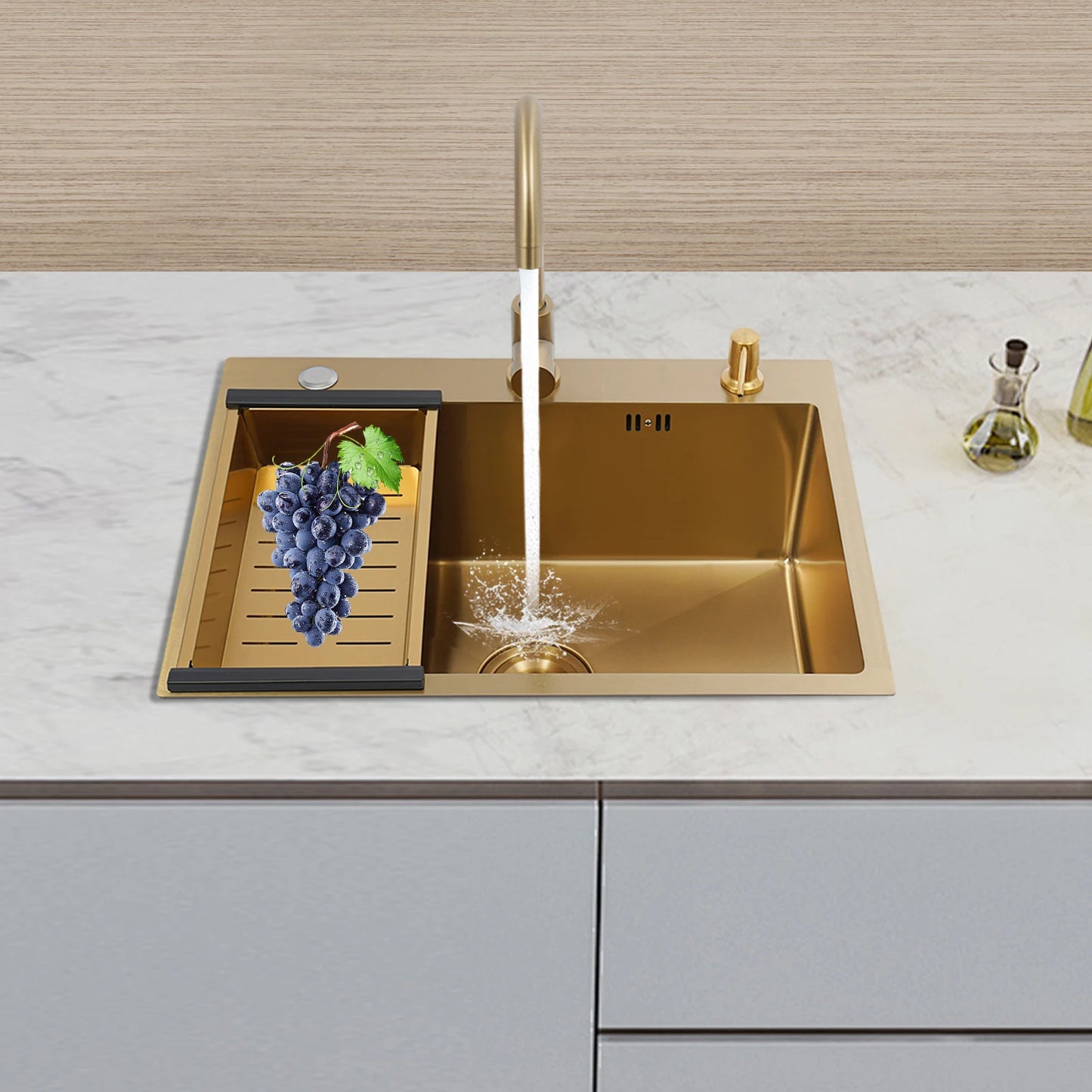 60 x 45 Zoll Edelstahl-Küchenspüle ohne Logo, rechteckige Spüle mit Abtropfkorb für Toiletten, Badezimmer, Waschräume