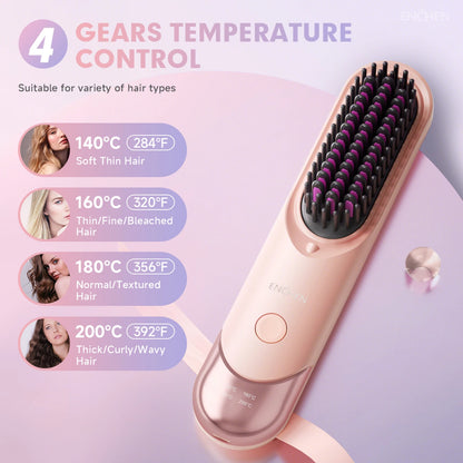 ENCHEN 2in1 Hair Straightener Brush Professional Electric Hair Stuff 200 Million Negative Ions Electric Brushes Hair Tools H100.