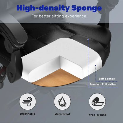 naspaluro Ergonomic Office Chair Desk Chair with High Backrest PU Leather Swivel Chair Deck Chair Gaming Chair for Office Home