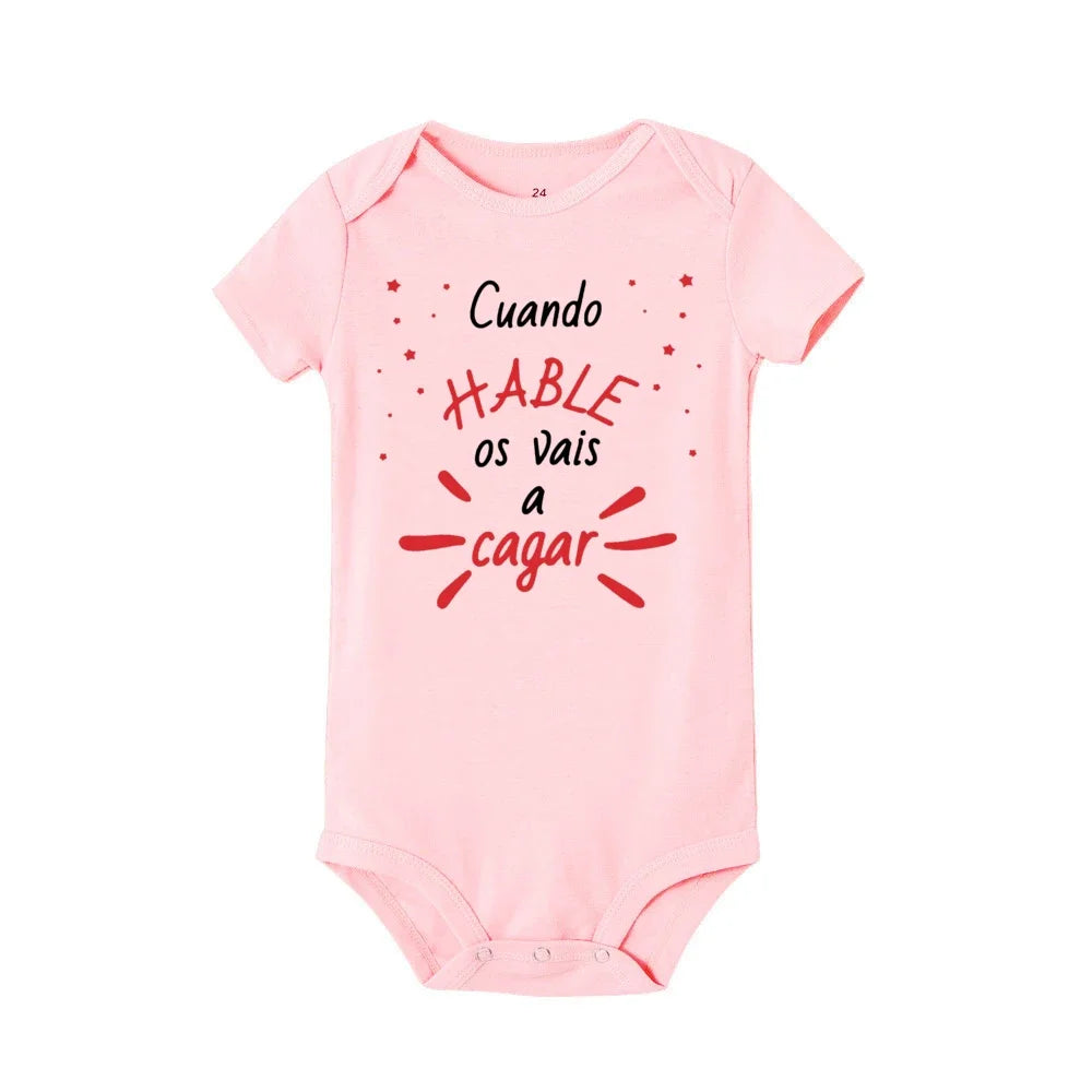 When I Talk You Mess Up The Gift Print Baby Strampler Säuglingsbodysuit Baby Niedliche Kleidung Neugeborene Kurzarm Bodys Kleinkind Geschenk