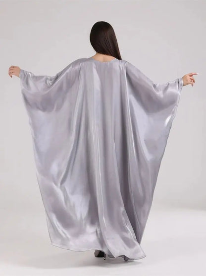 Muslim Kaftan Dress Satin Batwing Abaya For Women Dubai Luxury 2024 Islam Kebaya Robe Caftan Marocain Femme Musulmane Vestidos.