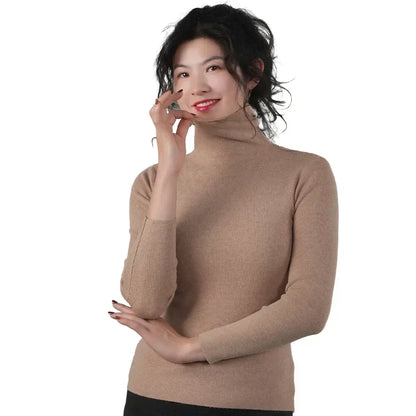 Frauen Pullover Winter Warm Hohe Kragen Strickwaren Langarm Schlank Jumper Frau Thermische Tops Kleidung Pullover Rollkragen Pullover.