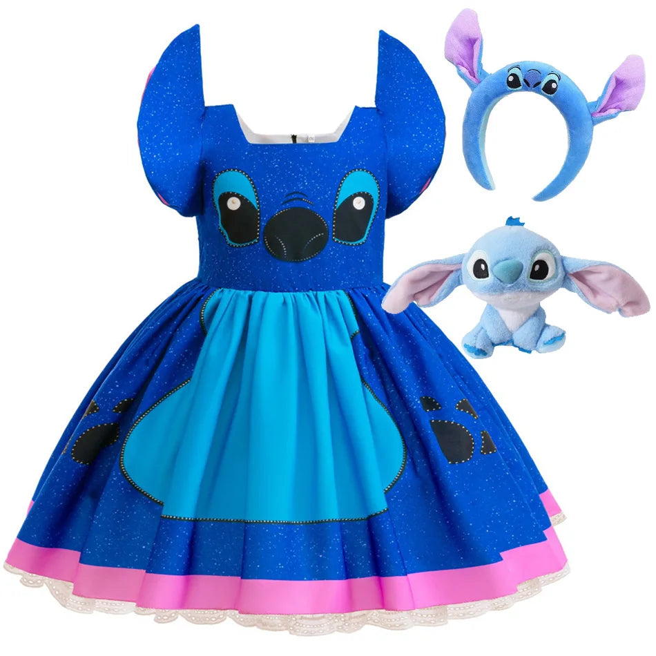 Kinder Lilo und Stitch Rollenspiel Prinzessin Kleid Kinder Bühnenkostüm Mädchen Karneval Halloween Party Cartoon Bekleidung.