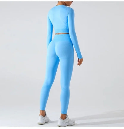 Women's Seamless Long Sleeve Top Yoga Shirts Running T-Shirt Workout Running Fitness Gym Sports Top Training Crop Top Solidcolor