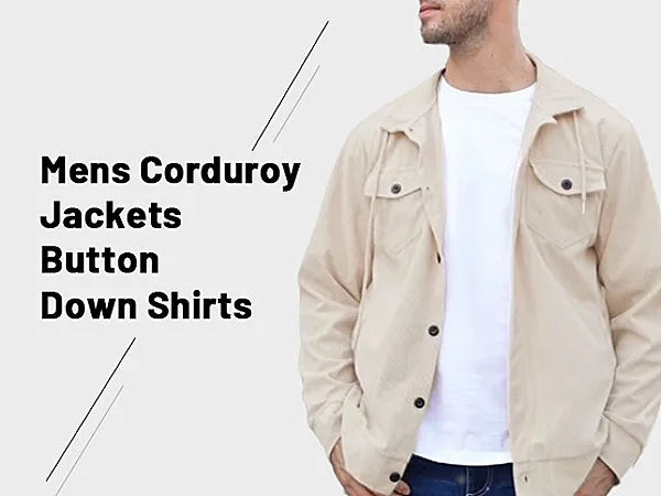 Men's Corduroy Jacket Stand-up Collar Slim Fit Retro Multi-pocket Workwear Commuter Coat for Spring And Autumn.