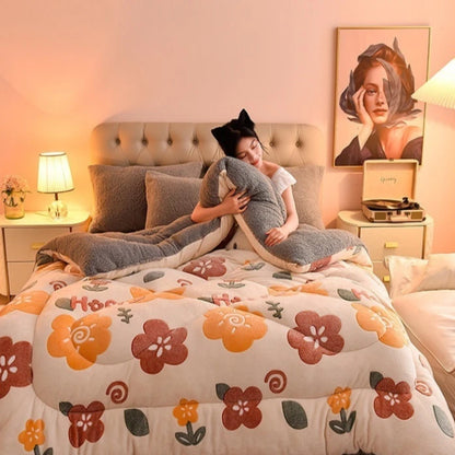 Home Quilts Milk Doublesided Velvet Thickened Warm Spring and Fall Quilt Lamb's Wool Quilt Core Bettdecke 200x230.