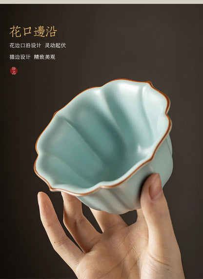 155ml Imitation Song Dynasty Azure Ru Kiln Gaiwan Porcelain Bowl Tea Bowl Tea Tureen Tea Brewing Cover Bowl Chinese Tea Set Gift.