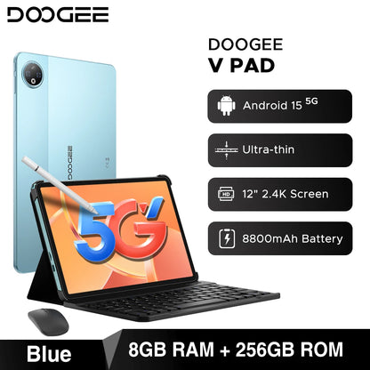 DOOGEE V Pad 2 In 1 5G Tablet 12" Screen Dimensity 7050 Android 15 32GB RAM (8+24) 256GB ROM8800mAh Battery Ultra-thin Smart Pad