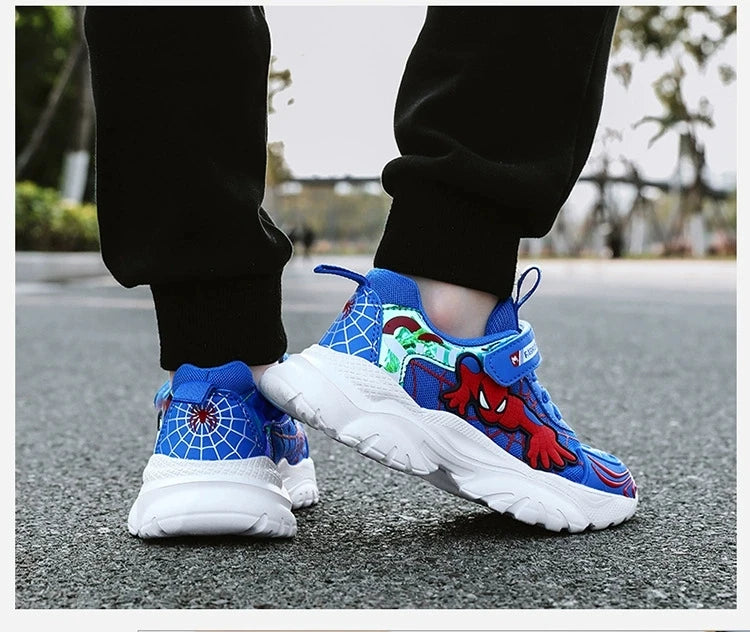 Disney Kids Sneakers Boys Tennis Shoes Comfortable Mesh Shoes Lightweight Outdoor Children's Sports Walking Black Blue Shoes.