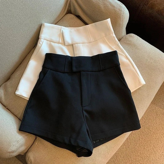 MEXZT Y2K Streetwear Black Shorts Women Elegant High Waist White A Line Wide Leg Suit Short Sexy Club Slim Hot Short Pants New.