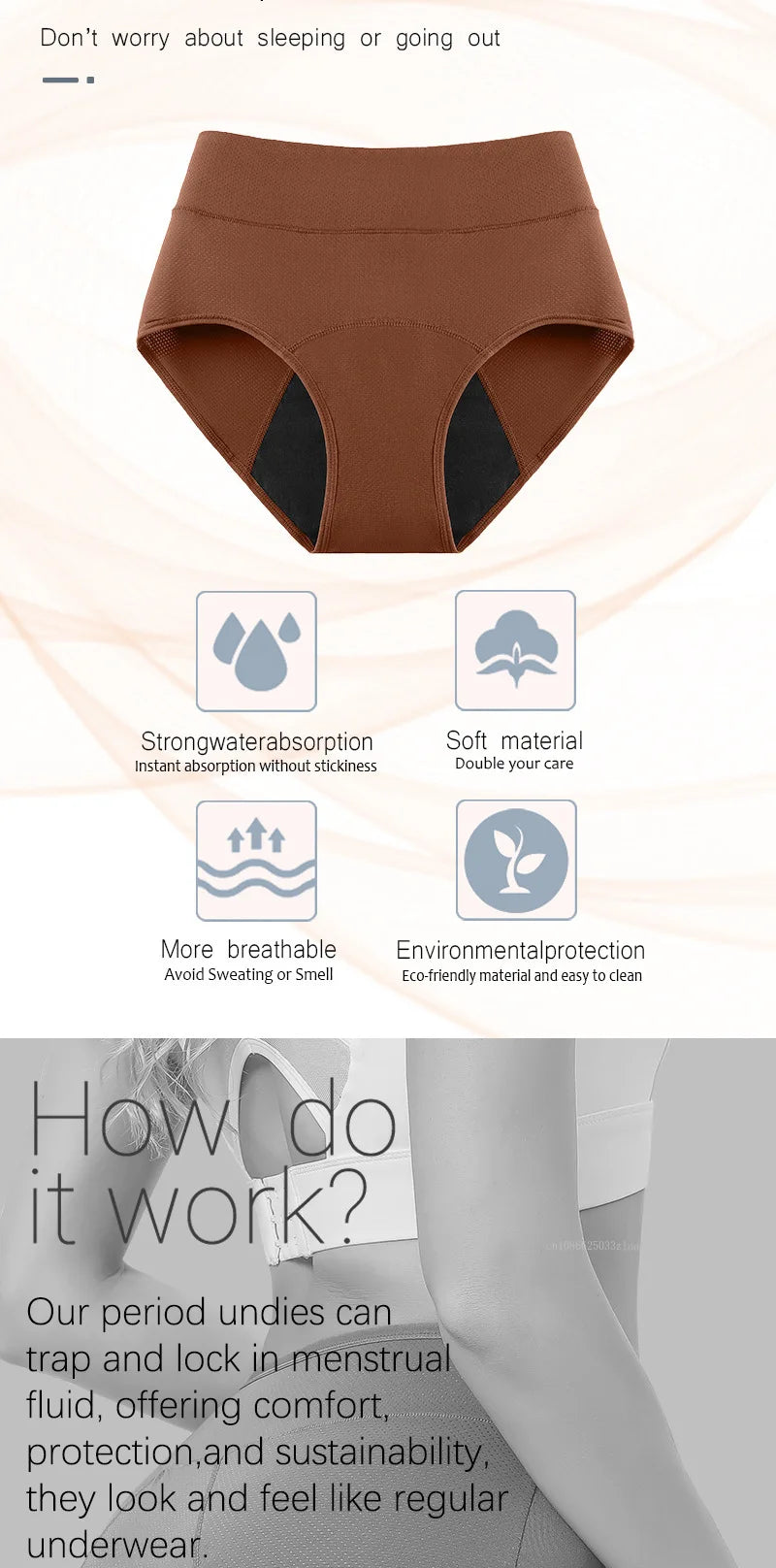 3-Layer Leakproof Menstrual Panties Ladies High-waisted Physiological Pants Icysilk Incontinence Breathable Sport Briefs XS-4XL.