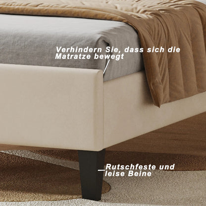 Rosahqnda Kinderbett 90x200 cm, blütenblattförmiges Kopfteil, gepolstertes Einzelbett für Kinder- und Mädchenschlafzimmer, Rosa/Beige