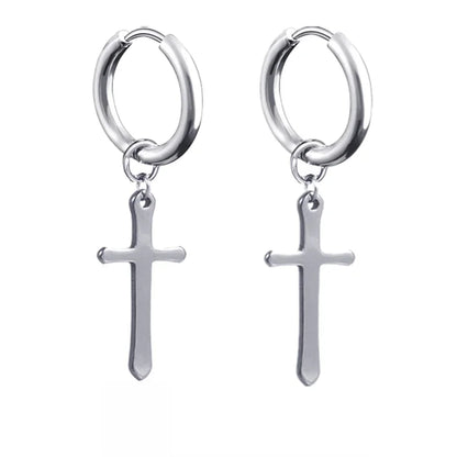 New Punk Stainless Steel Chain Hoop Earrings For Women Men 2023 Trendy Goth Pop Hip Hop Pendants Ear Jewelry Accessories Earring.