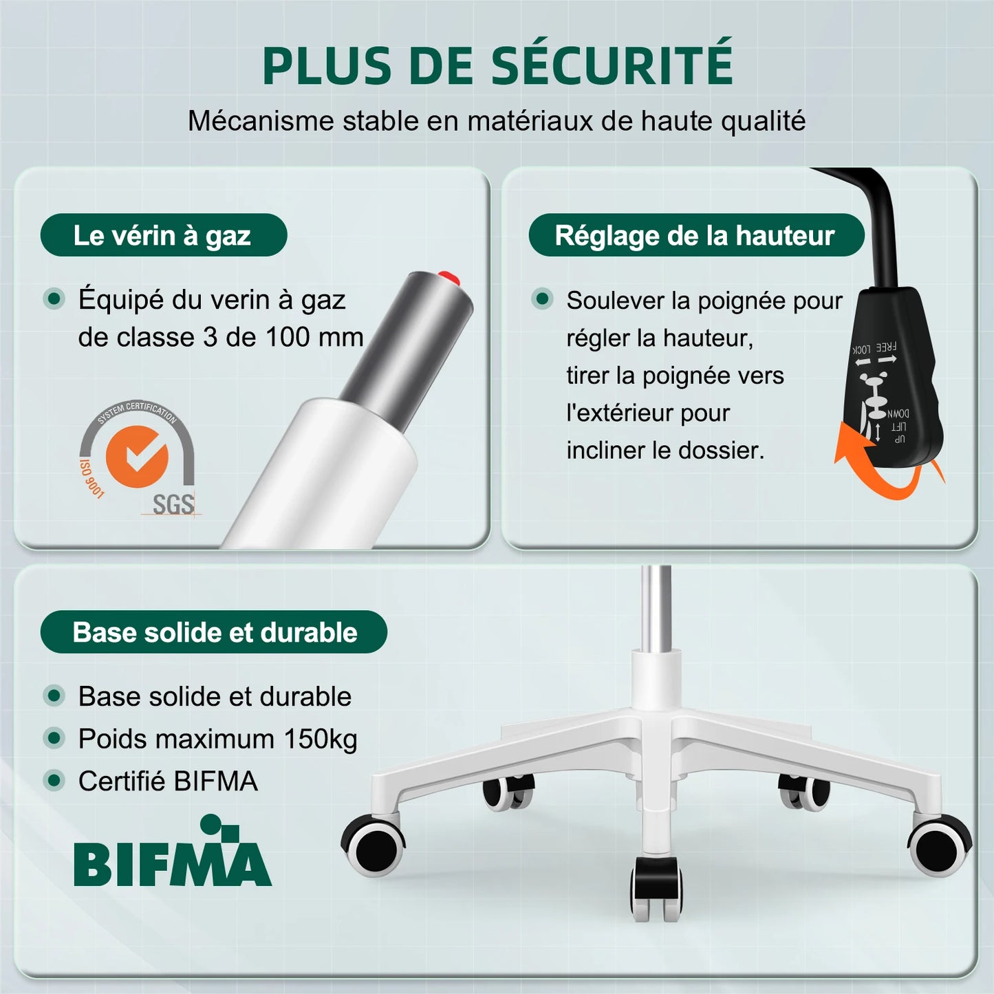 AUTHMIC Ergonomischer Netz-Bürostuhl mit Lordosenstütze, hochklappbaren Armlehnen, verstellbarer und höhenverstellbar für den Schreibtisch zu Hause – Grau