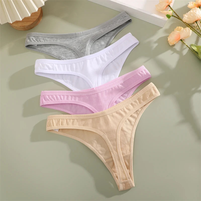 3Pcs/Set Seamless Thong Cotton Women Thin Strap Low Waist High Flexibility Panty Sexy Underwear Ladies Briefs T-back Soft Women.