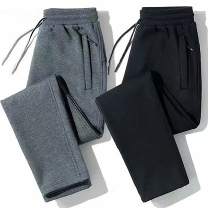 Men's Loose-Fit Fleece-Lined Long Casual Pants Autumn/Winter 2024 Spring/Autumn Korean Style Straight-Leg Pants For Youth.