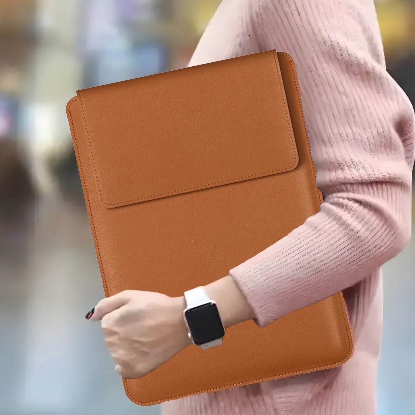 14-16 inch PU Leather Laptop Sleeve Bag Protective Case Cover Laptop Sleeve Case for MacBook Air 15 2023-2025 Pro 16 2021-2024.