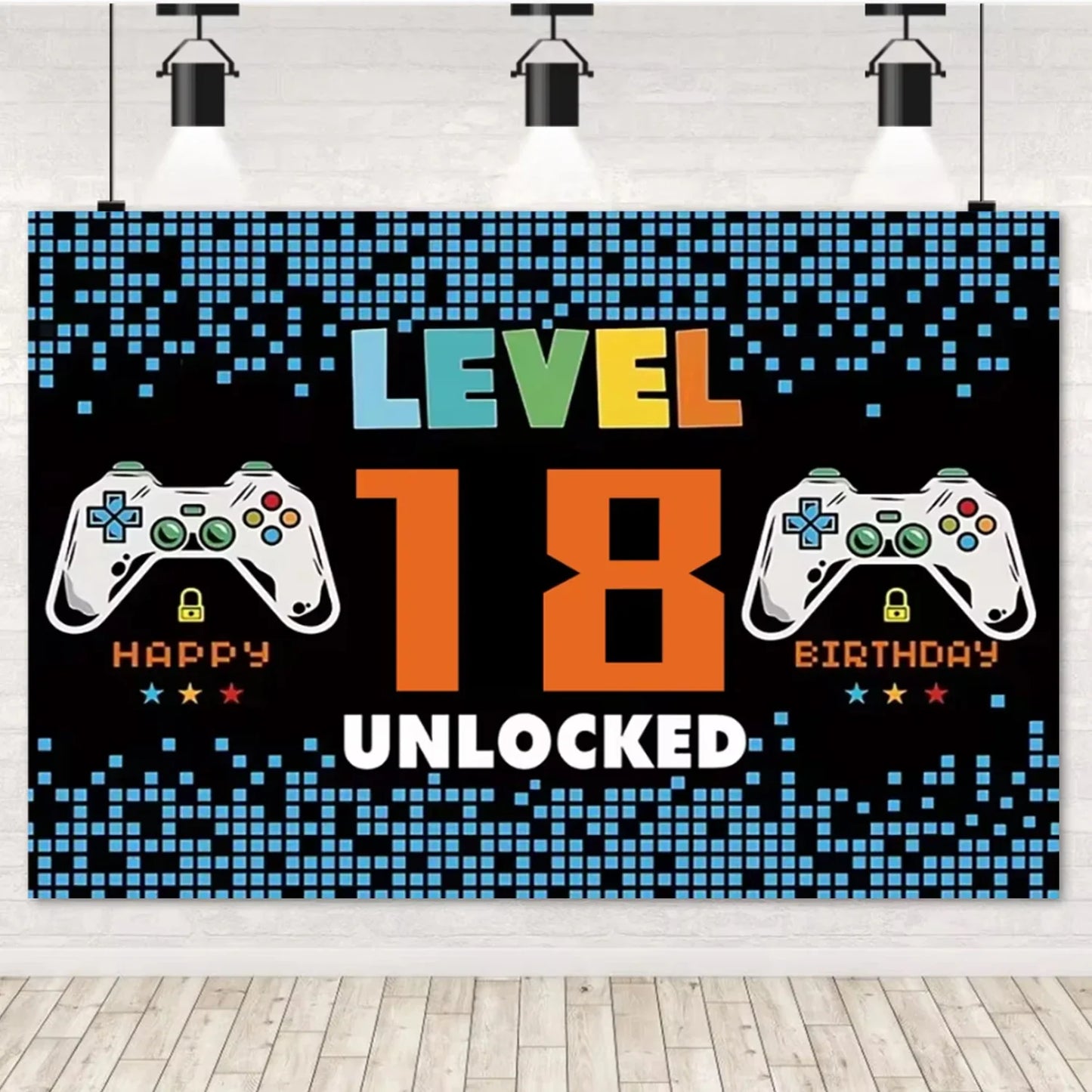 Game On Theme Video Gamer Kids Birthday Party Neon Green Gaming Next Level Up Background Baby Shower Decoration Supplies Props.