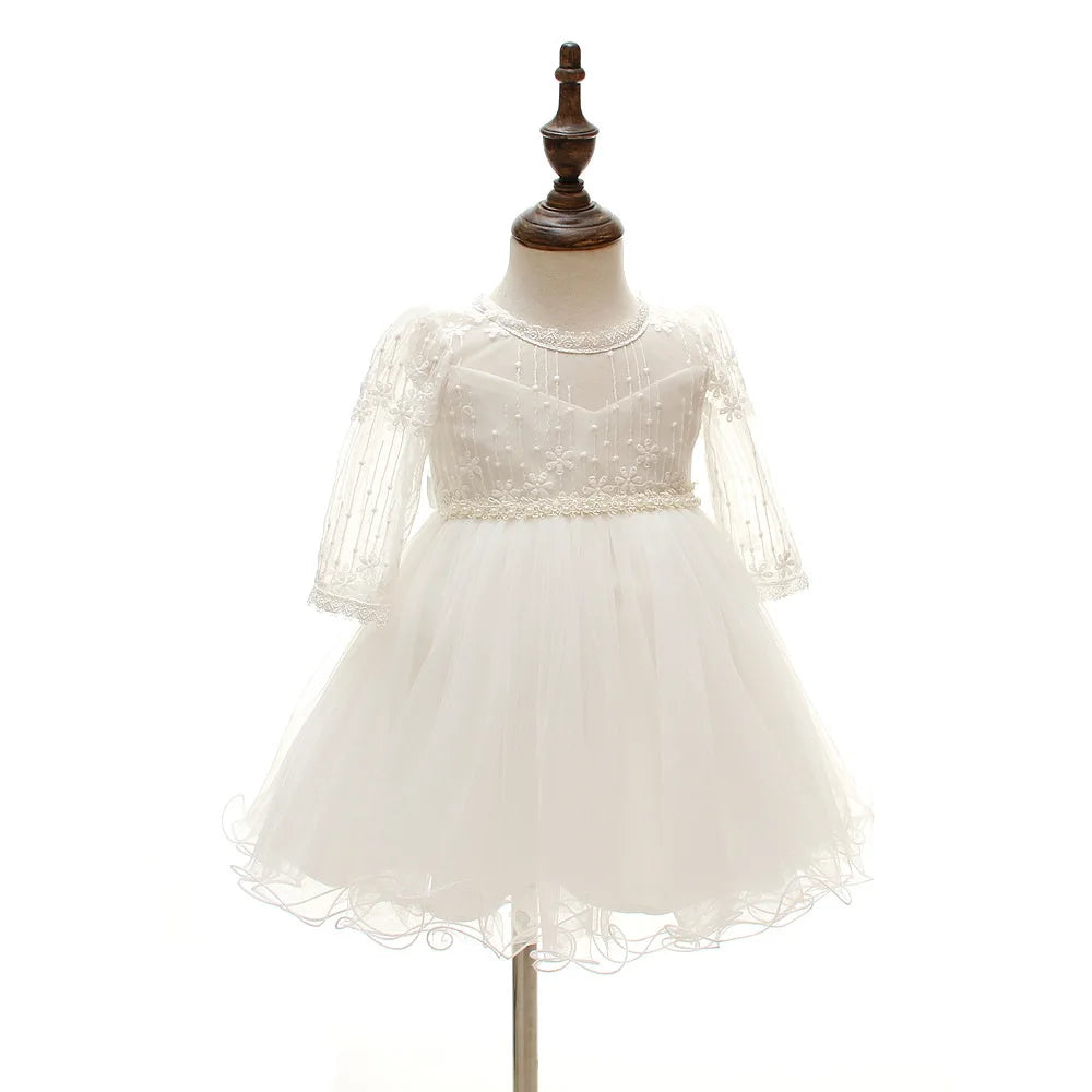 Baby Taufe Weißes Kleid Säuglingskleid Kleid Mädchen Party Geburtstag Hochzeit Prinzessin Kleid Für Kinder Erstkommunion Leistung 0-24M.